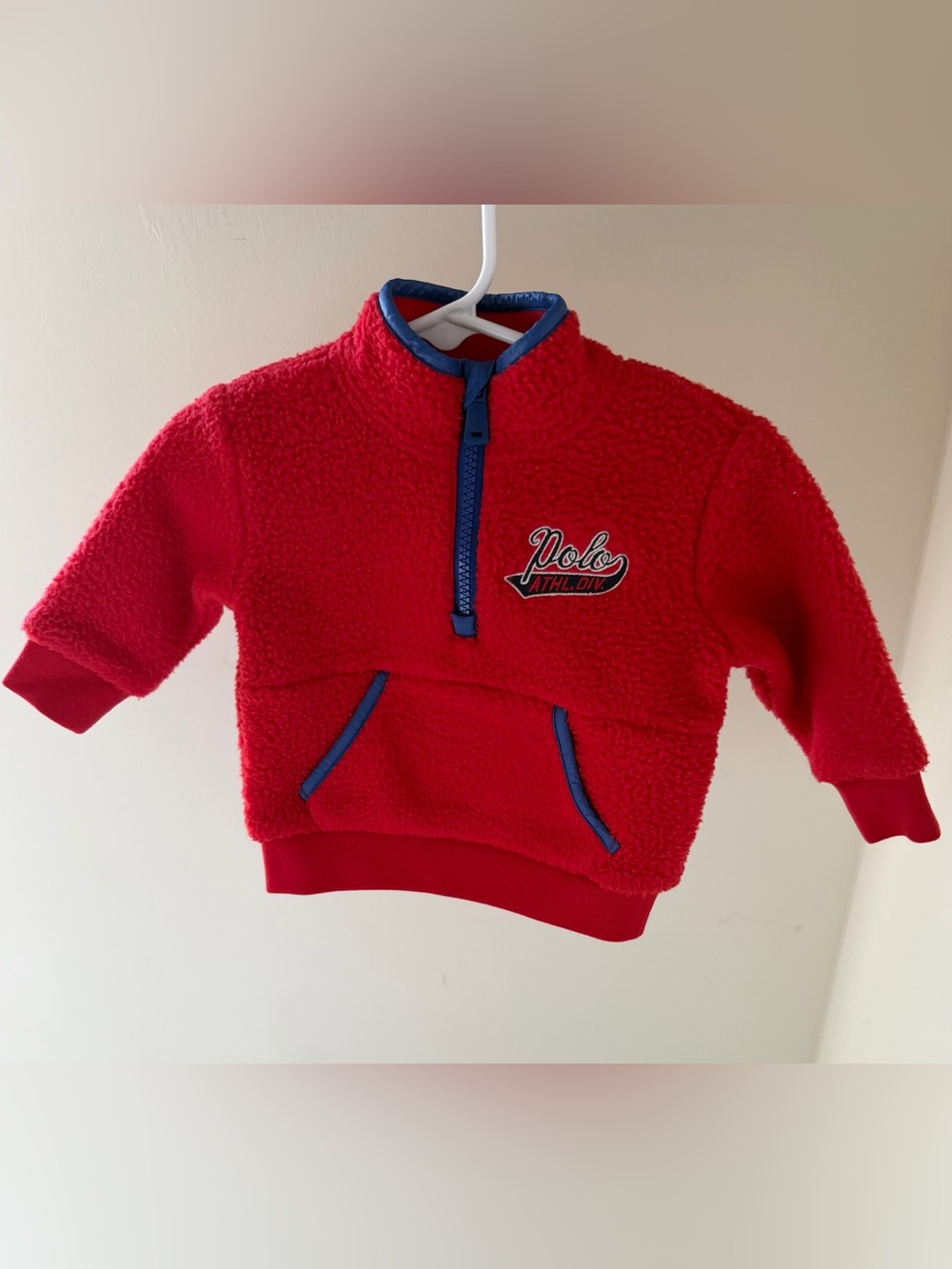 Ralph Lauren baby boy 6 months red half-zip sherpa fleece pullover